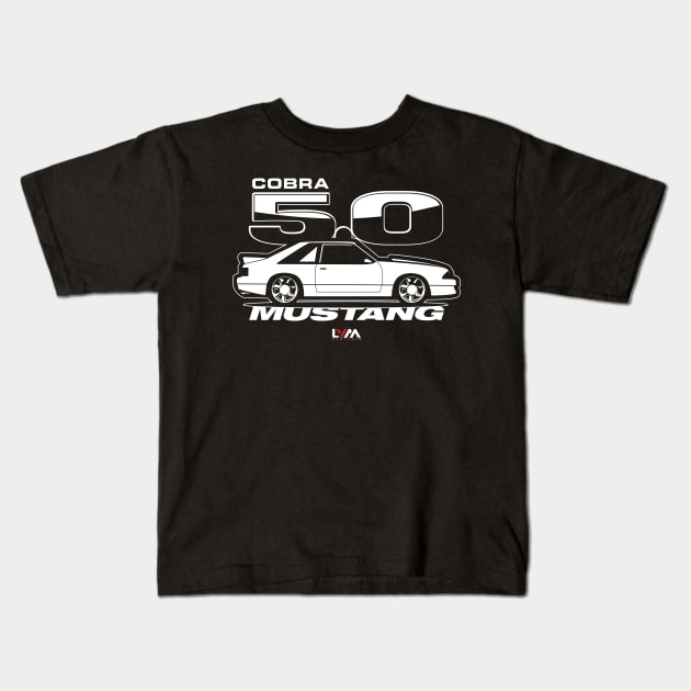 Foxbody 5.0 Ford Mustang Side COBRA Kids T-Shirt by LYM Clothing